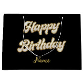Gepersonaliseerde gouden elegante Happy Birthday G Groot Cadeauzakje (Voorkant)