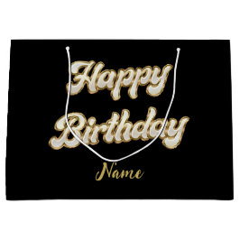 Gepersonaliseerde gouden elegante Happy Birthday G Groot Cadeauzakje