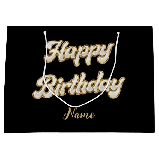 Gepersonaliseerde gouden elegante Happy Birthday G Groot Cadeauzakje (Voorkant)