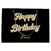 Gepersonaliseerde gouden elegante Happy Birthday G Groot Cadeauzakje (Achterkant)