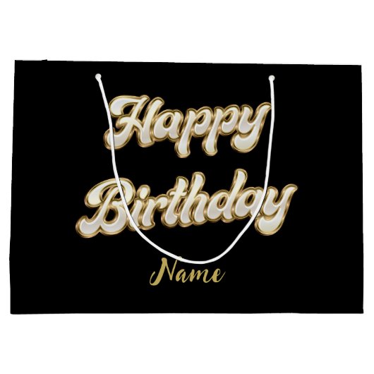 Gepersonaliseerde gouden elegante Happy Birthday G Groot Cadeauzakje (Achterkant)