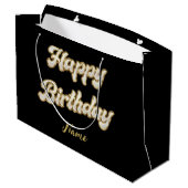 Gepersonaliseerde gouden elegante Happy Birthday G Groot Cadeauzakje (Achterkant Gekanteld)
