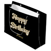 Gepersonaliseerde gouden elegante Happy Birthday G Groot Cadeauzakje (Voorkant Gekanteld)
