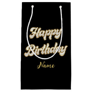 Gepersonaliseerde gouden elegante Happy Birthday G Klein Cadeauzakje