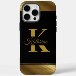 Gepersonaliseerde gouden elegante monogram iPhone 16 pro max hoesje