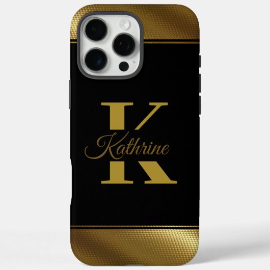Gepersonaliseerde gouden elegante monogram Case-Mate iPhone case (Achterkant)