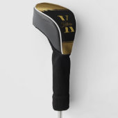 Gepersonaliseerde gouden elegante monogram golfheadcover (Schuin)