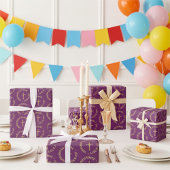 Gepersonaliseerde gouden en druivenrode magenta co cadeaupapier