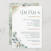 Gepersonaliseerde gouden en groene bruiloft detail kaart (Voorkant / Achterkant)