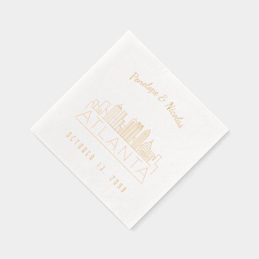 Gepersonaliseerde gouden folie Atlanta bruiloft se Folie Servetten (Rechts)