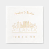 Gepersonaliseerde gouden folie Atlanta bruiloft se Servetten (Voorkant)