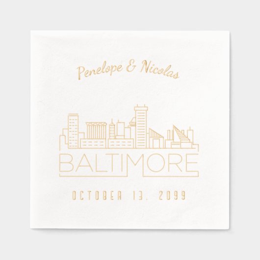 Gepersonaliseerde gouden folie Baltimore bruiloft  Folie Servetten (Voorkant)