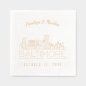 Gepersonaliseerde gouden folie Baltimore bruiloft  Servetten (Voorkant)
