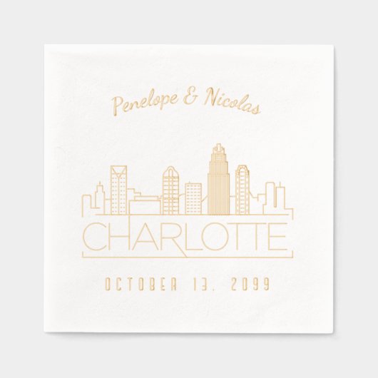 Gepersonaliseerde Gouden Folie Charlotte Trouwserv Folie Servetten (Voorkant)