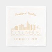 Gepersonaliseerde gouden folie Columbus bruiloft s Servetten (Voorkant)
