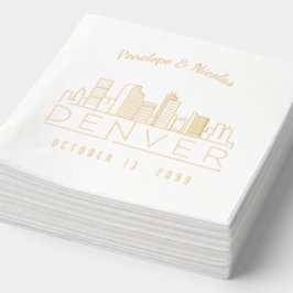 Gepersonaliseerde gouden folie Denver bruiloft ser Servetten