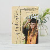 Gepersonaliseerde Gouden Folie Glitter Foto Afstud Kaart (Staand voorkant)