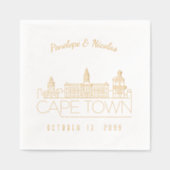 Gepersonaliseerde Gouden Folie Kaapstad bruiloft s Folie Servetten (Voorkant)