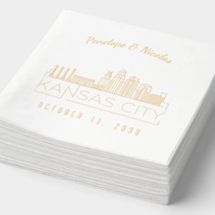 Gepersonaliseerde gouden folie Kansas City bruilof Servetten
