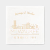 Gepersonaliseerde gouden folie Milwaukee bruiloft  Folie Servetten (Voorkant)