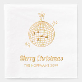 Gepersonaliseerde Gouden Folie Retro Disco Xmas se Servetten