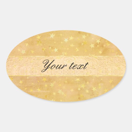Gepersonaliseerde gouden folie sterren Waterverf Ovale Sticker (Voorkant)