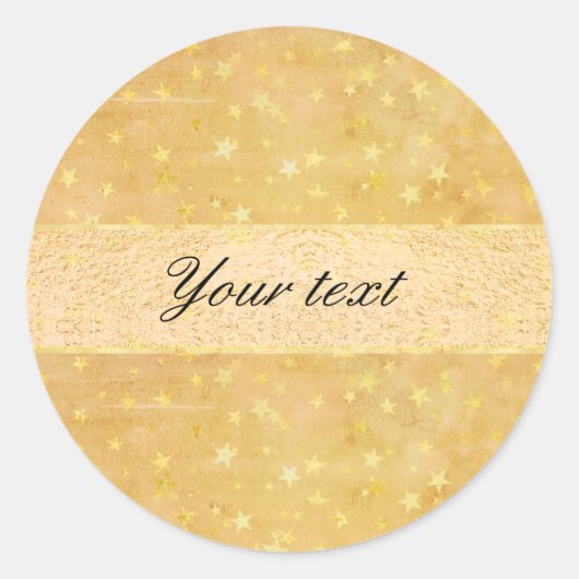 Gepersonaliseerde gouden folie sterren Waterverf Ronde Sticker (Voorkant)