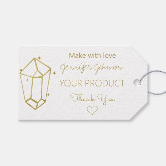 Gepersonaliseerde gouden folie witte cadeau Labels Cadeaulabel (Voorkant (Horizontaal))