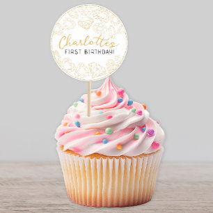 Gepersonaliseerde Gouden Glitter 1e Verjaardagsfee Ronde Sticker