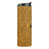 Gepersonaliseerde Gouden Glitter Aangepaste Naam Thermosbeker (Gedraaid links)