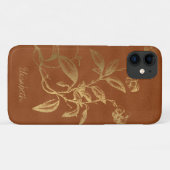 Gepersonaliseerde gouden glitter bloemen vrouw Case-Mate iPhone case (Achterkant (horizontaal))