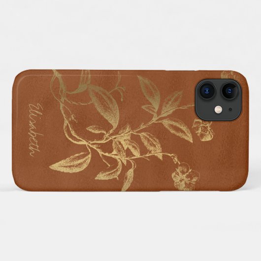 Gepersonaliseerde gouden glitter bloemen vrouw Case-Mate iPhone case (Achterkant (horizontaal))