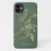 Gepersonaliseerde gouden glitter bloemen vrouw Case-Mate iPhone case (Achterkant)