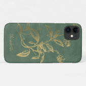 Gepersonaliseerde gouden glitter bloemen vrouw Case-Mate iPhone case (Achterkant (horizontaal))