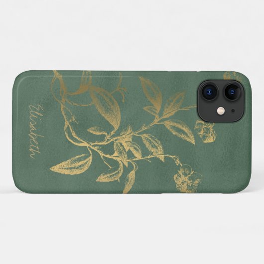 Gepersonaliseerde gouden glitter bloemen vrouw Case-Mate iPhone case (Achterkant (horizontaal))