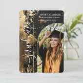 Gepersonaliseerde gouden  glitter foto Afstuderen Kaart (Staand voorkant)
