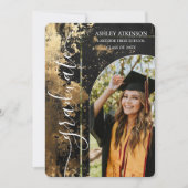 Gepersonaliseerde gouden  glitter foto Afstuderen Kaart (Voorkant)