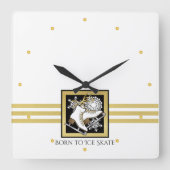 Gepersonaliseerde gouden glitter zwart wit ijs Sch Vierkante Klok (Voorkant)