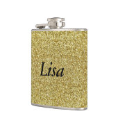 Gepersonaliseerde gouden glitterfles heupfles (Links)