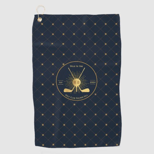 Gepersonaliseerde gouden golfclubs golfhanddoek (Voorkant)