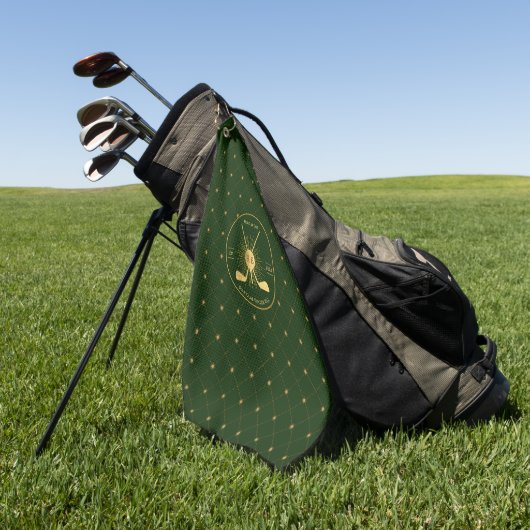 Gepersonaliseerde gouden golfclubs golfhanddoek (Groen)