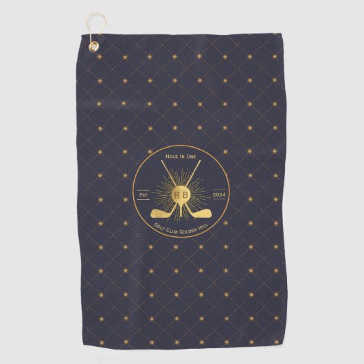 Gepersonaliseerde gouden golfclubs golfhanddoek (Voorkant)