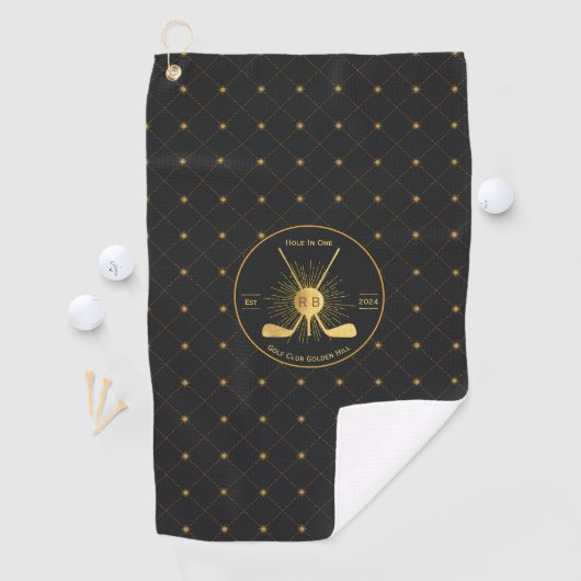 Gepersonaliseerde gouden golfclubs golfhanddoek (Insitu)