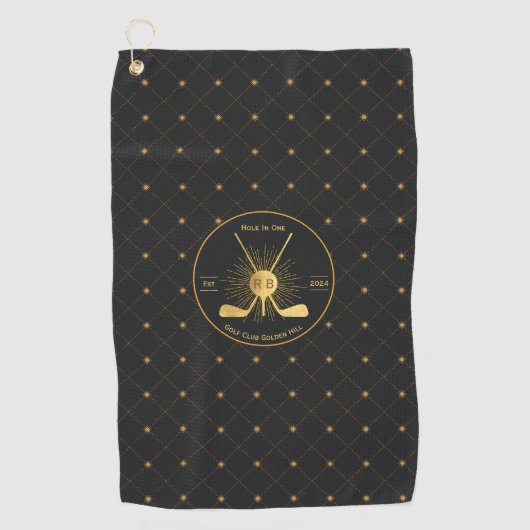 Gepersonaliseerde gouden golfclubs golfhanddoek (Voorkant)