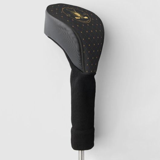 Gepersonaliseerde gouden golfclubs golfheadcover (Schuin)