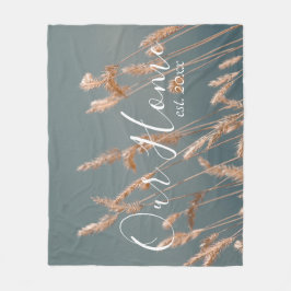 Gepersonaliseerde Gouden Gras op Turquoise Blue La Fleece Deken