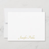 Gepersonaliseerde gouden handgeschreven script tek notitiekaartje (Voorkant)