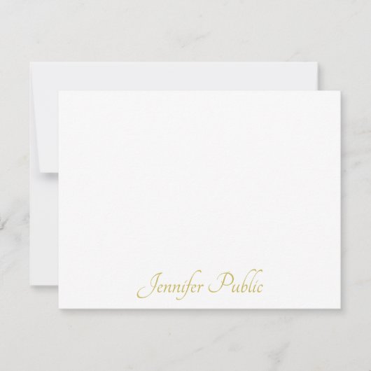 Gepersonaliseerde gouden handgeschreven script tek notitiekaartje (Voorkant)