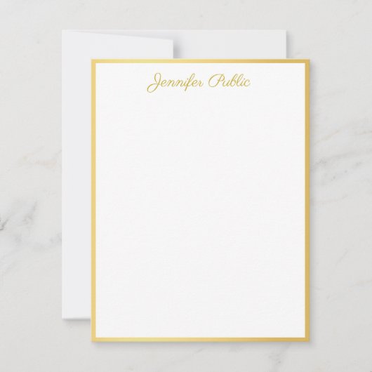 Gepersonaliseerde gouden handschrift verticale Sja Notitiekaartje (Voorkant)