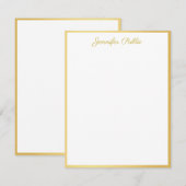Gepersonaliseerde gouden handschrift verticale Sja Notitiekaartje (Voorkant / Achterkant)